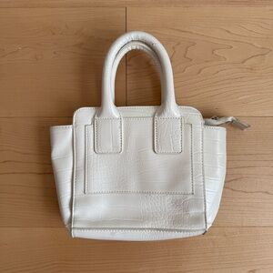 Mini White Faux Crocodile Leather Handbag
